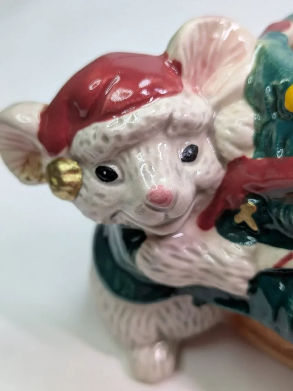 Fitz Floyd Omnibus Christmas Mouse Tree Trinket Box Jar Vintage 1995